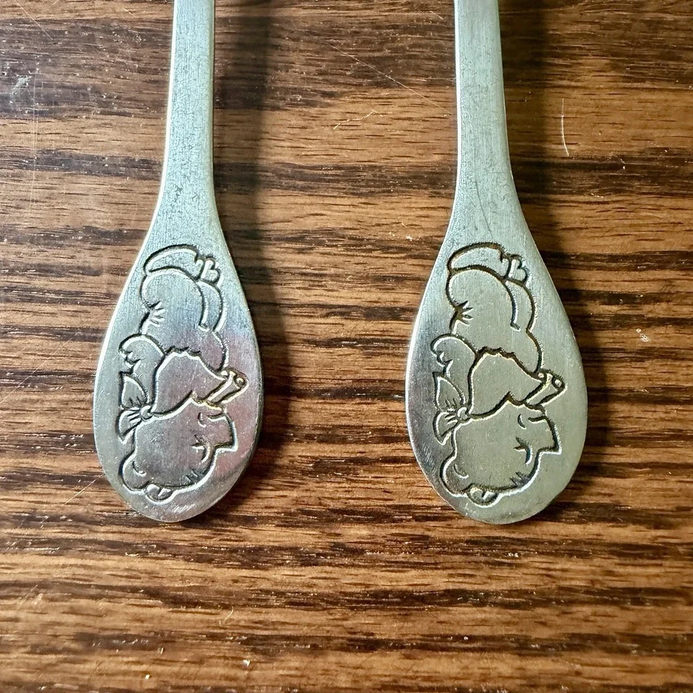 Vintage 1980s Tommee Tippee Disney Winnie The Pooh Bear Spoon & Fork Set Kid